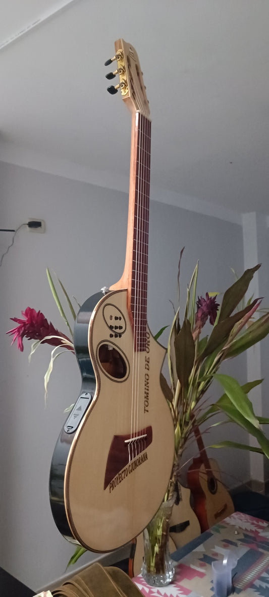 Guitarra Andina Gorrión Semisólida - Electroacústica con Doble Boca