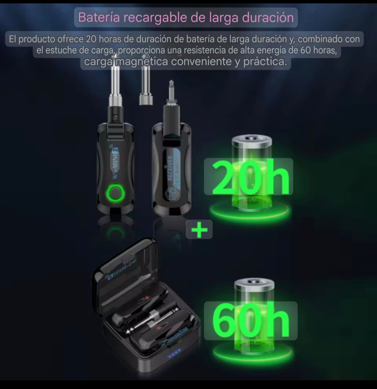 Sistema Inalámbrico para Guitarra | Audio Digital HD 2.4G | 60h Batería | Guitarras Andinas