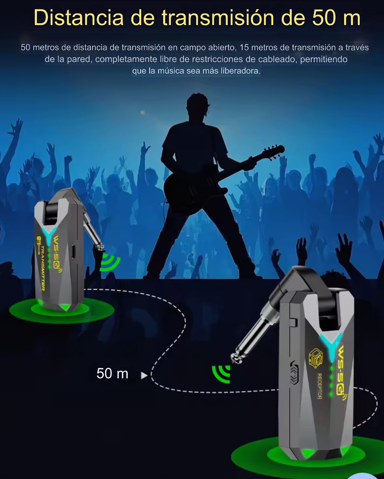 Sistema Inalámbrico WS-5G para Guitarra - Audio HD 48K/24bit - Latencia 8ms