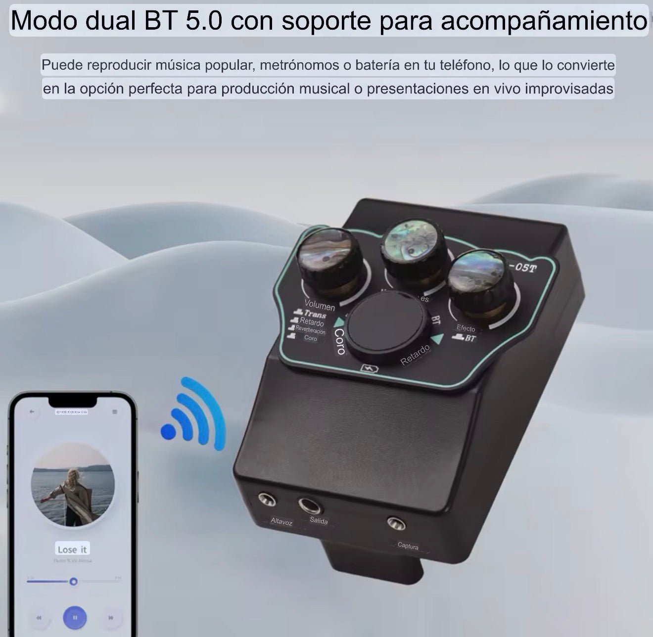 Luna Andina - Guitarra Electroacústica Artesanal con Bluetooth y Efectos Digitales