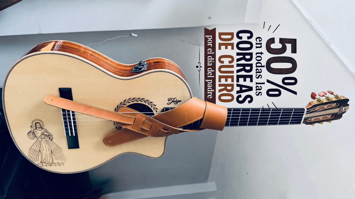 Correa de Cuero Premium para Guitarra | Cuero Vacuno y Toro Artesanal